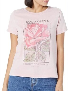 Lucky Brand Pink 'Good Karma' Floral Graphic Tee